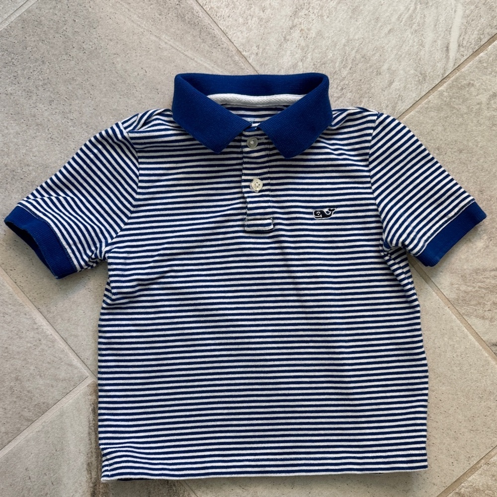Vineyard Vines Navy and White Striped Kids Polo-Boys